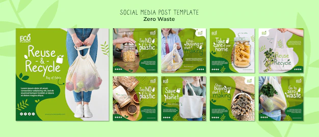 Free PSD | Zero waste social media posts template