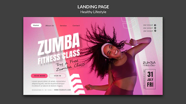 Free PSD | Zumba fitness class landing page