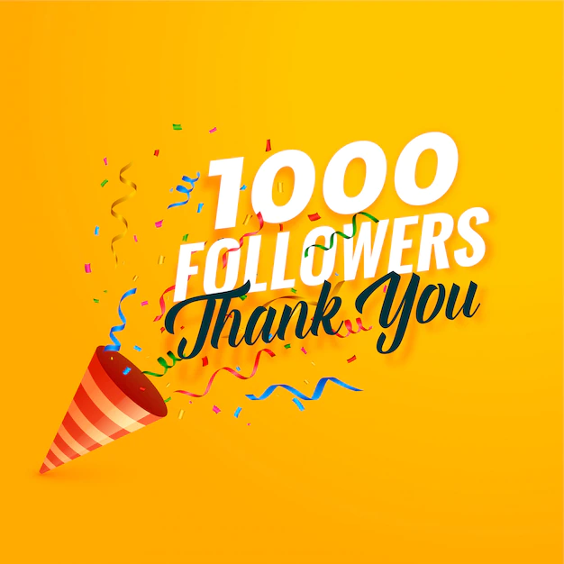 Free Vector | 1000 followers thank you background with confetti