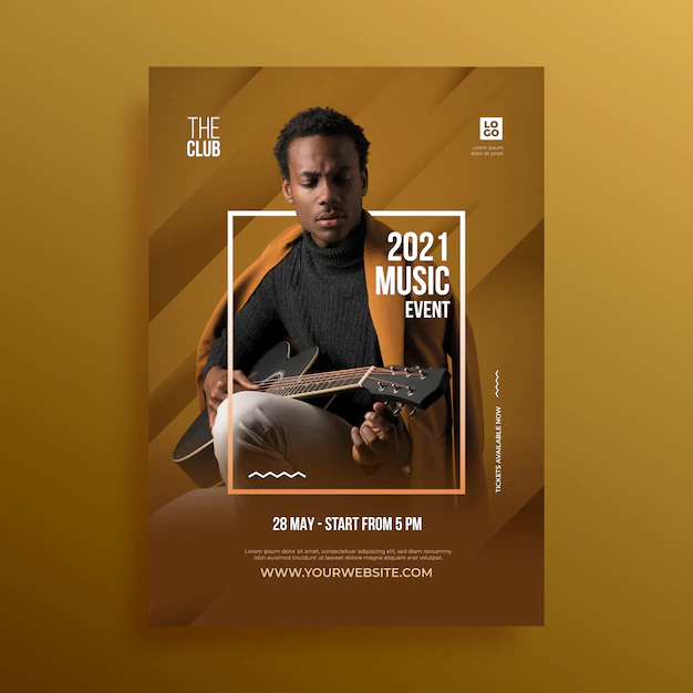 Free Vector | 2021 music event poster with photo