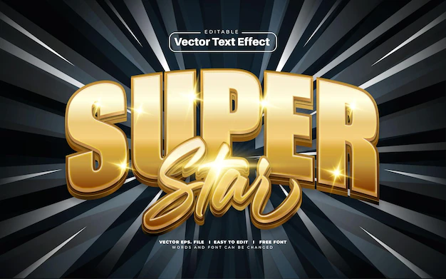 Free Vector | 3d gold super star vector text effect