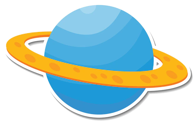 Free Vector | A sticker template with saturn in cartoon style isolated