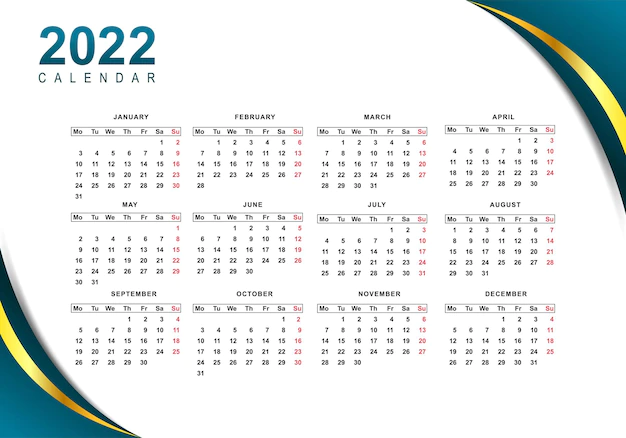 Free Vector | Abstract 2022 new year calendar template design