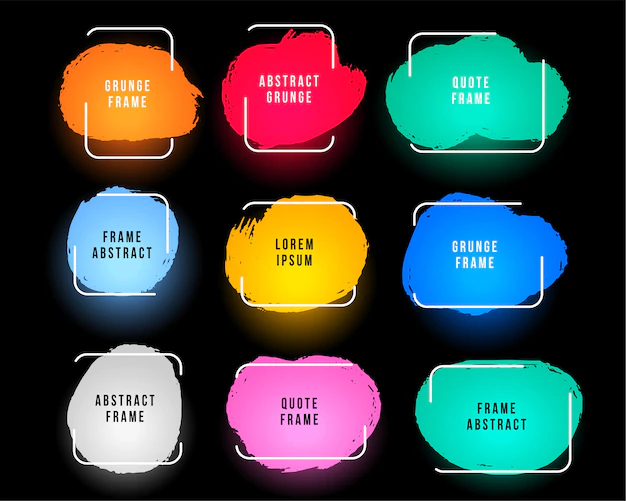 Free Vector | Abstract grunge colorful frames set of nine