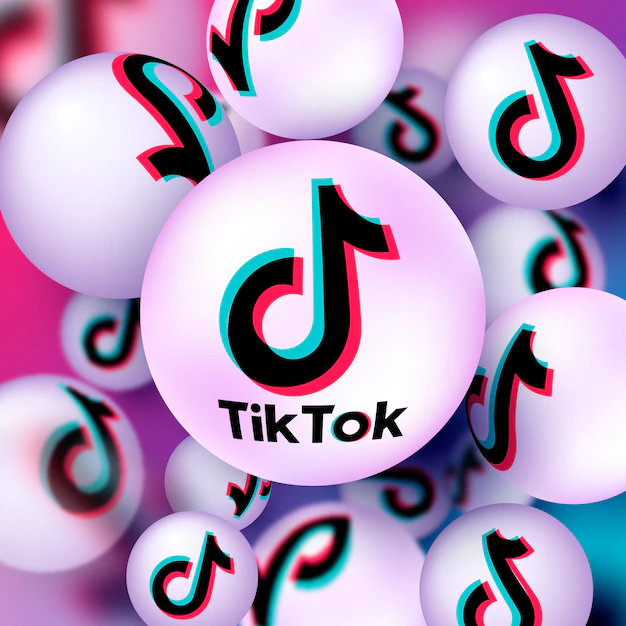 Free Vector | Abstract tiktok banner with 3d balls