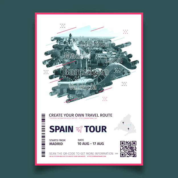 Free Vector | Abstract travelling poster with photo of spain
