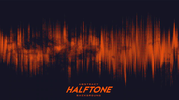 Free Vector | Abstract vector torn orange halftone sound wave. scrathed dotted texture element.