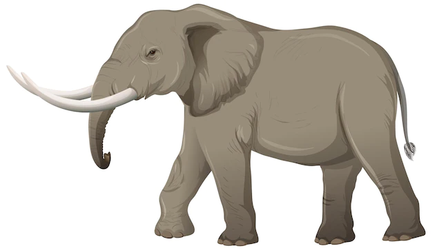 Free Vector | Adult elephant with ivory in cartoon style
