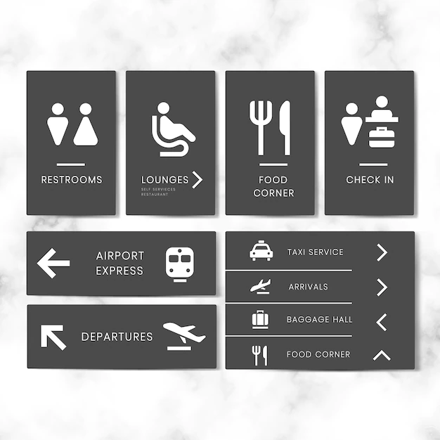 Free Vector | Airport signs icon vector set