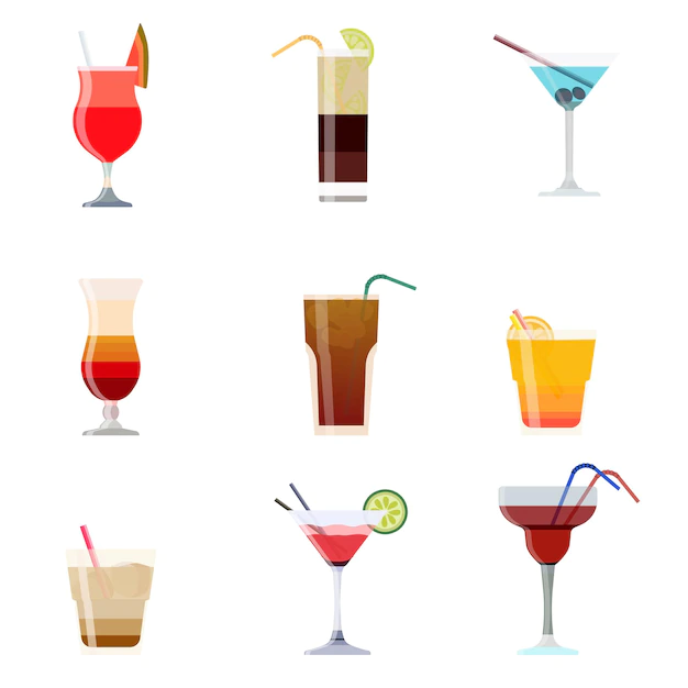 Free Vector | Alcoholic cocktails drink on white