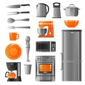 Free Vector | Appliances and kitchen utensil icons set