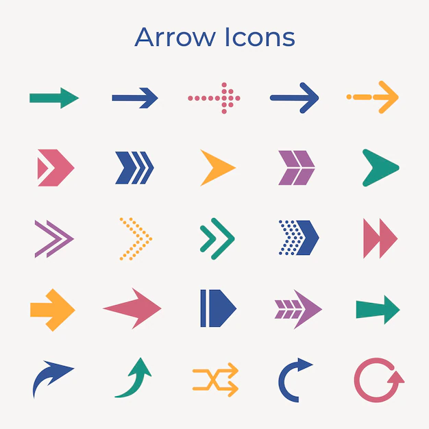 Free Vector | Arrow icon, colorful business sticker, direction symbol vector set