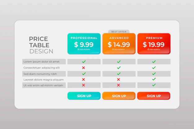Free Vector | Banner with pricing table gradient style