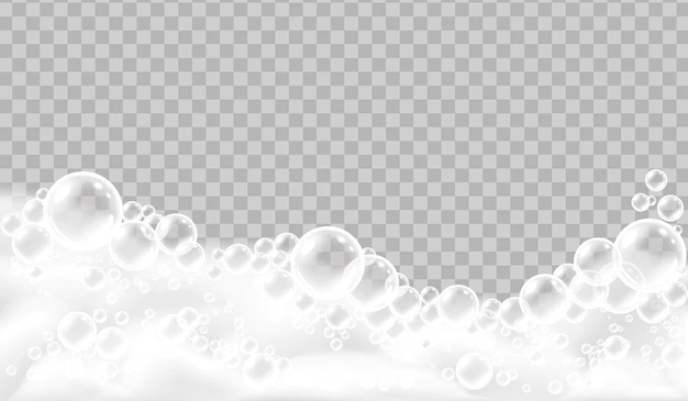 Free Vector | Bath foam realistic concept large bubbles of lush white foam on the surface with transparent background vector illustration