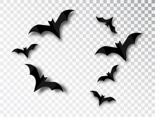 Free Vector | Bats silhouettes solated on transparent background. halloween traditional design element. vector vampire bat set isolated.