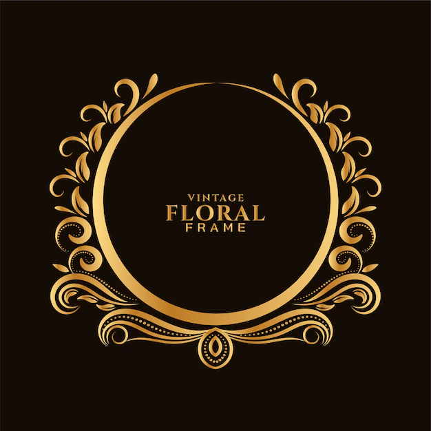 Free Vector | Beautiful circular golden floral frame design