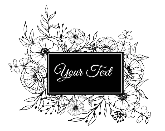 Free Vector | Beautiful floral frame with hand drawn of daisy