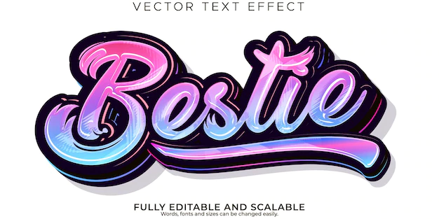 Free Vector | Bestie stylish text effect editable modern lettering typography font style