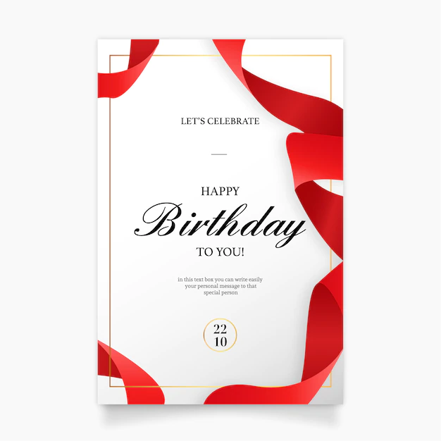 Free Vector | Birthday invitation card with red ribbon