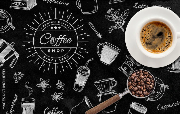 Free Vector | Black and white coffee shop background