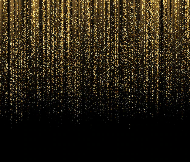 Free Vector | Black background with falling golden sparkles glitter. background for decoration festive design. vector illustration eps10