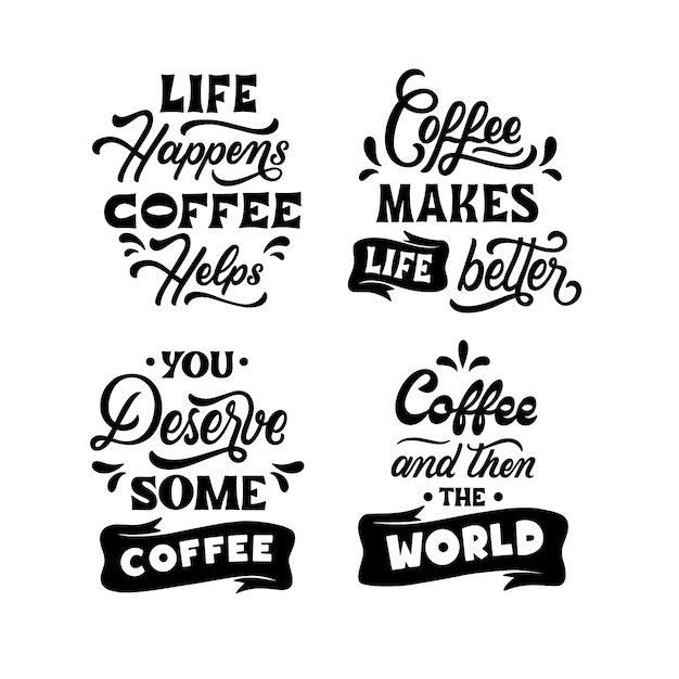 Free Vector | Black lettering coffee sticker set