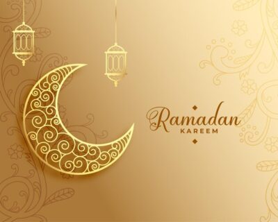 Free Vector | Blessed ramadan kareem golden greeting design