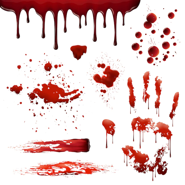 Free Vector | Blood spatters realistic bloodstain patterns set