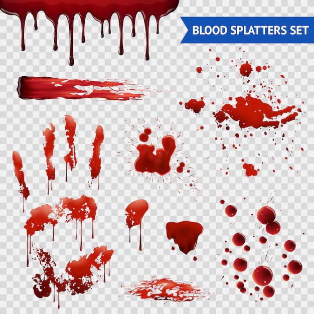 Free Vector | Blood spatters realistic samples transparent set