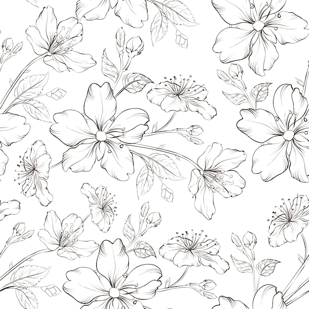 Free Vector | Blooming sakura seamless pattern
