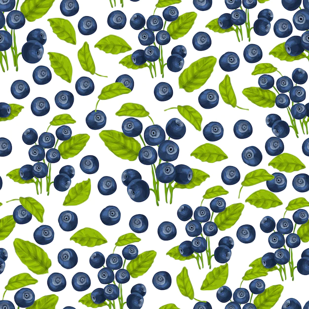 Free Vector | Blueberry seamless pattern