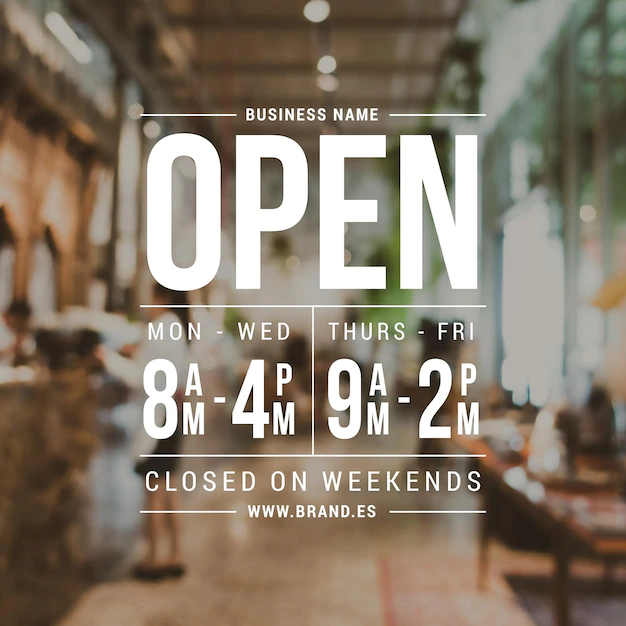 Free Vector | Business opening hours illustration with photo