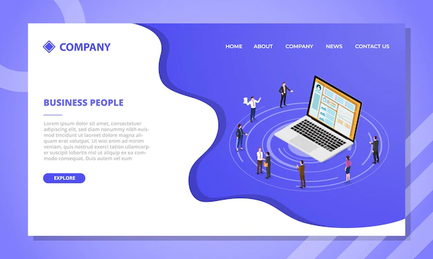 Free Vector | Business people concept for website template or landing homepage with isometric style vector