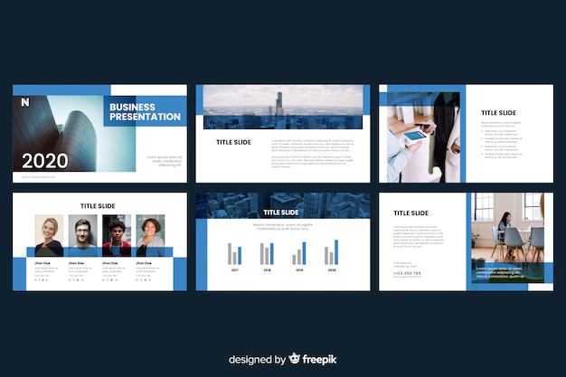 Free Vector | Business presentation slides with photo