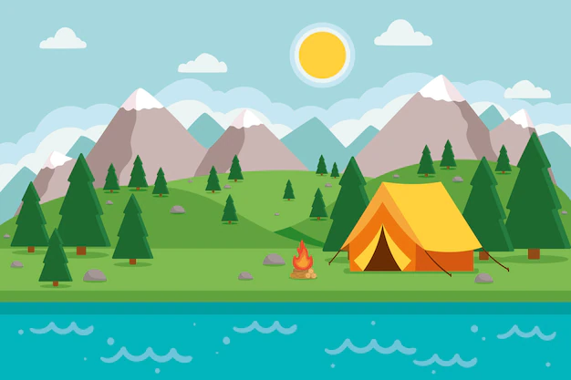 Free Vector | Camping area landscape