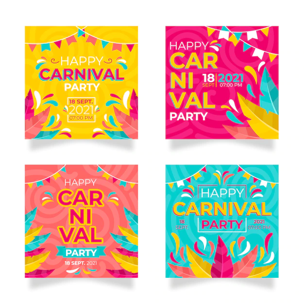 Free Vector | Carnival party instagram post set