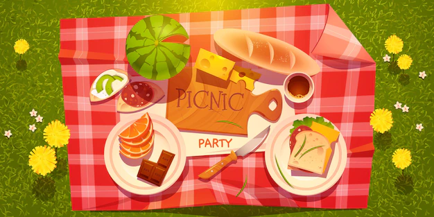 Free Vector | Cartoon picnic party background