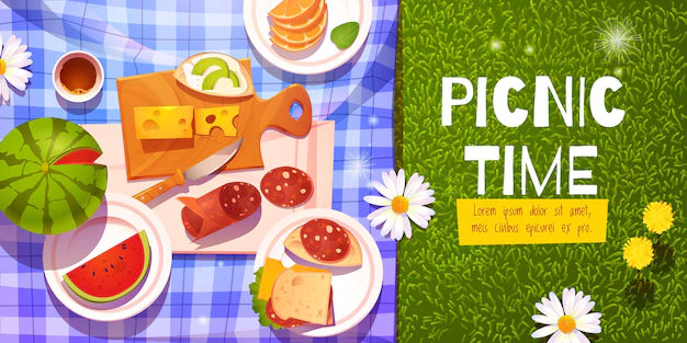 Free Vector | Cartoon picnic time background