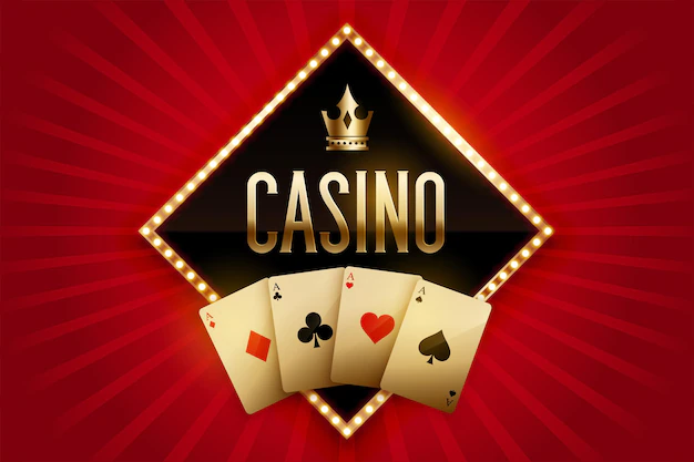 Free Vector | Casino banner with golden cards and crown