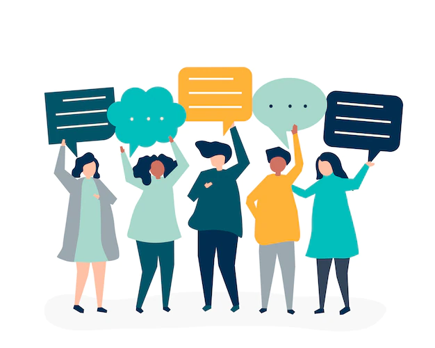Free Vector | Character illustration of people holding speech bubbles