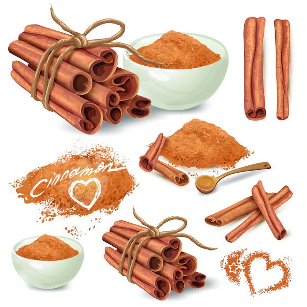 Free Vector | Cinnamon sticks and powder vector collection