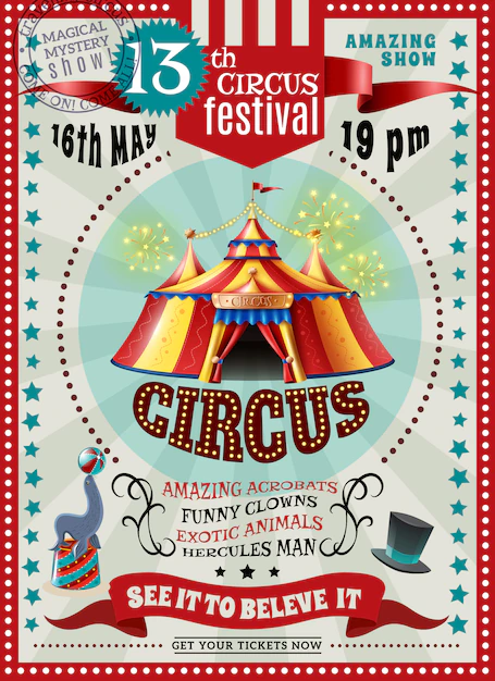 Free Vector | Circus festival announcement retro poster