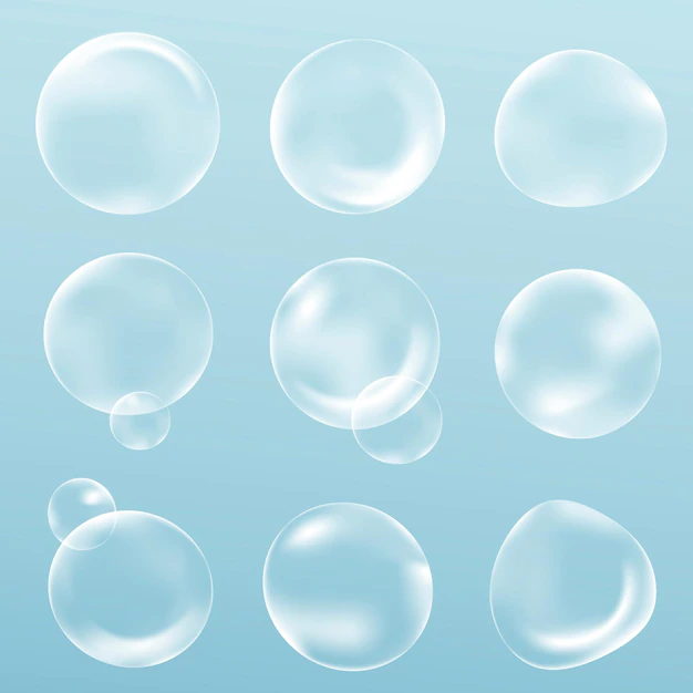 Free Vector | Clear bubble design element vector set in blue background