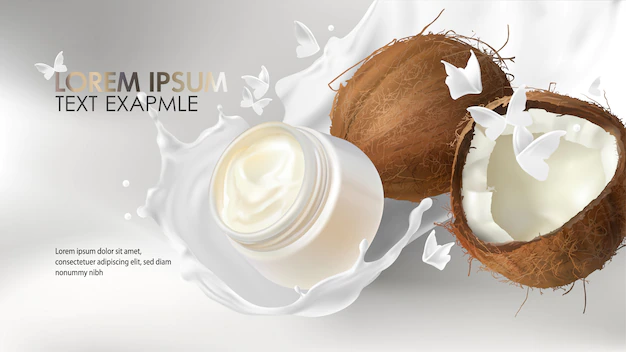 Free Vector | Coconut splash realistic for cream cosmetics advertising