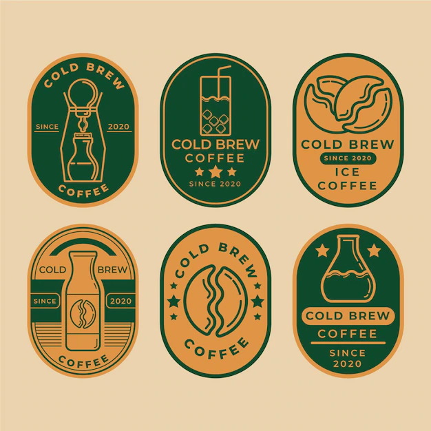 Free Vector | Cold brew coffee labels