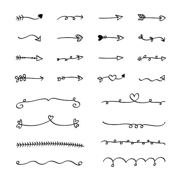 Free Vector | Collection of arrows doodle style illustration