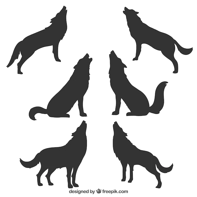 Free Vector | Collection of wolf silhouettes