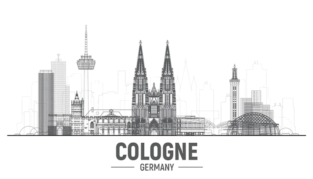Free Vector | Cologne germany city silhouette skyline with panorama on white background vector illustration business travel and tourism concept with old buildings image for presentation banner website
