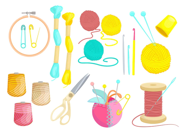 Free Vector | Colored various threads for sewing flat set