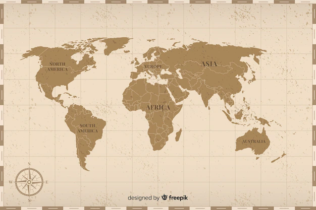 Free Vector | Colored vintage world map concept